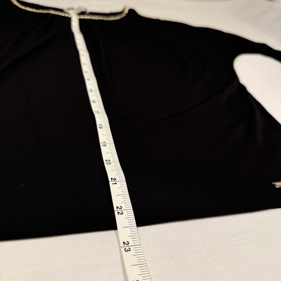 Michael Kors Cold Shoulder Black Blouse with Gold Chain Detail - Picture 8 of 12